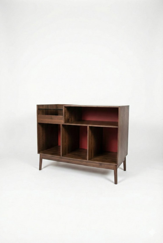 Image 1 of Mid-Century Modern Turntable & Vinyl Record Cabinet - Scandinavian Style