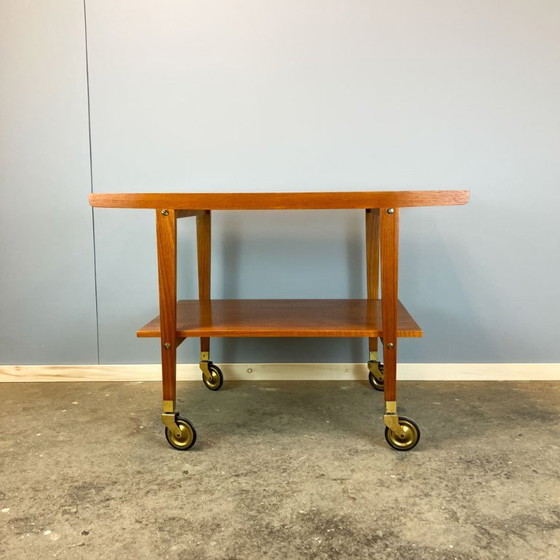 Image 1 of Side table on wheels, serving trolley, teak, 1960s