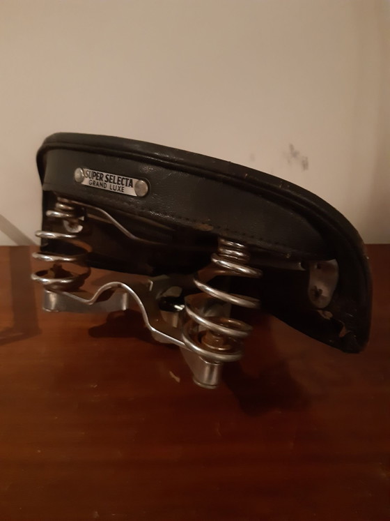 Vintage fietszadel  super selecta – Decoratieve objecten, Leer, Metaal (photo 2 of 8)