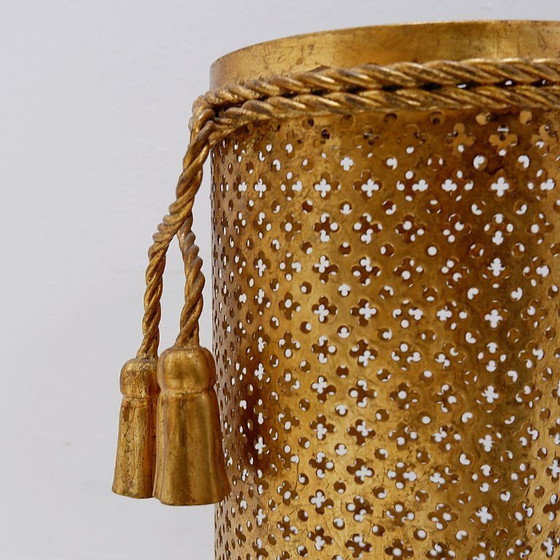 Image 1 of Portaombrelli placcato oro in stile Hollywood Regency di Li Puma, Firenze, Italia, anni '50