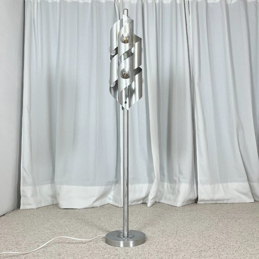 Brushed aluminum floor lamp, Space Age style, 1970s
