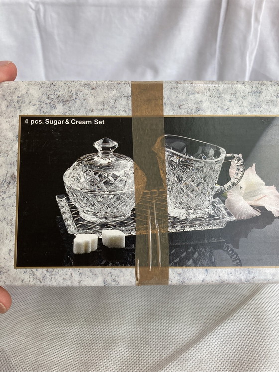 Image 1 of Crystal sugar tray and milk jug set