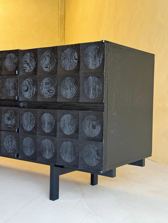 Image 1 of Brutalistisch dressoir in zwart gebeitst eiken van J. Batenburg voor MI België