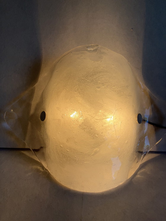 Image 1 of Carlo Nason per Kalmar Franken Lampada da parete vintage in vetro ghiacciato