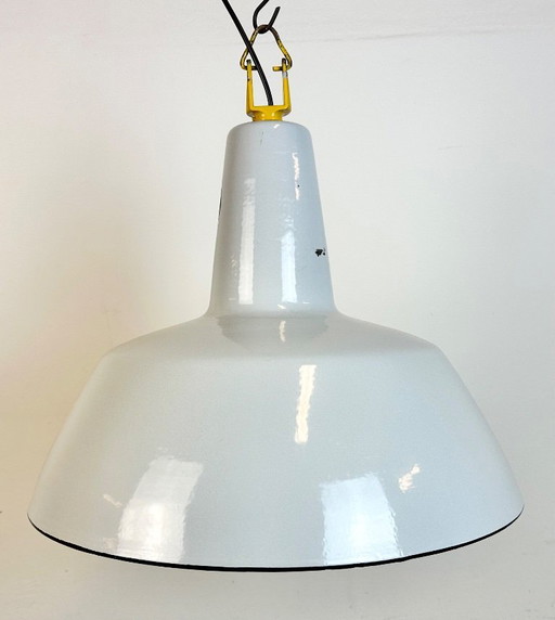Industrial Grey Enamel Factory Pendant Lamp from Philips, 1960s