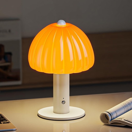 Oranje/Wit LED Tafellamp – Tactiel, USB-C Oplaadbaar, Dimbaar