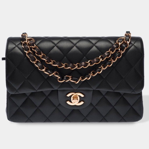 CHANEL Timeless/Classic in schwarzem Leder