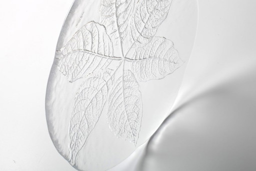 Kosta Boda Glass Clear Platter: Vintage Leaf Design by Wärff / 1975