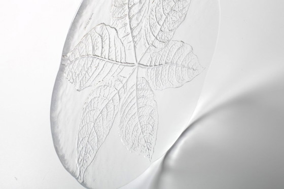 Image 1 of Kosta Boda Glass Clear Platter: Vintage Leaf Design by Wärff / 1975