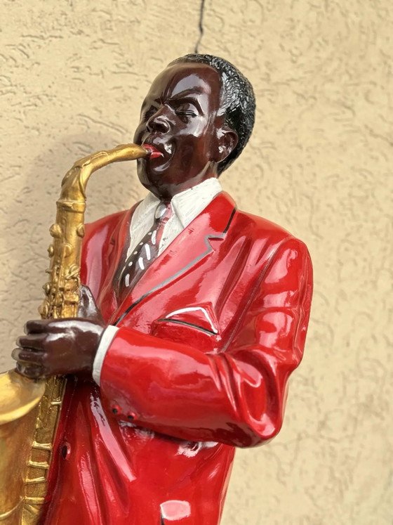 Vintage Large black American jazz figurine – Sculptures, Plastique, Mid Century Modern (photo 8 of 9)