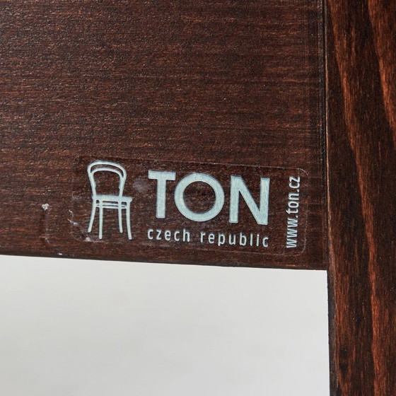 Image 1 of Pair of TON Bentwood Armchairs in dark-stained beech with black leather upholstery, produced in the Czech Republic by TON 