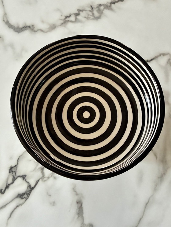 Image 1 of Marokkaanse gestreepte keramische schaal of vaas (XL)