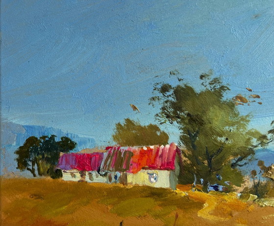 Image 1 of Original Oil Painting Summer Field Landscape Comfort on the edge of the field