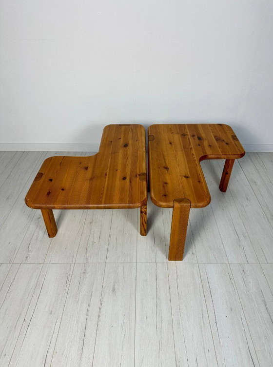 Image 1 of Set van 2 vintage massief grenen salontafels van Aksel Kjersgaard, Deens design, jaren 60-70