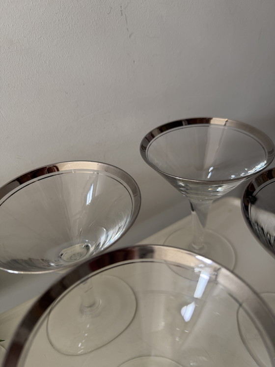 Verres à Cocktail Mid Century avec Bord Argenté – Verres et carafes, Crystal (photo 5 of 6)
