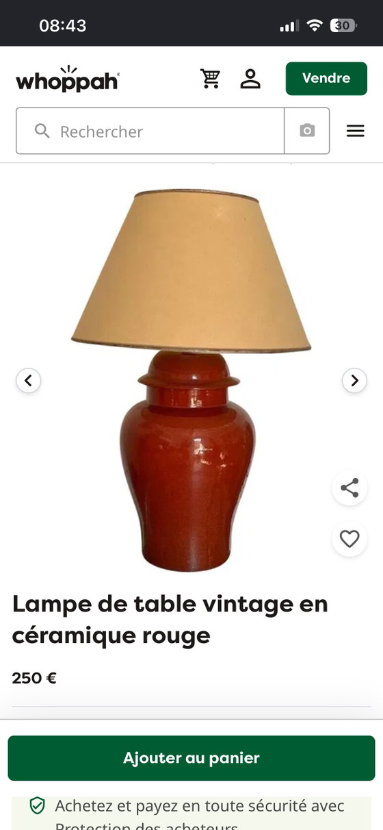 Lampada da tavolo vintage in ceramica rossa a forma di vaso per zenzero. – Lampade da terra (photo 4 of 5)