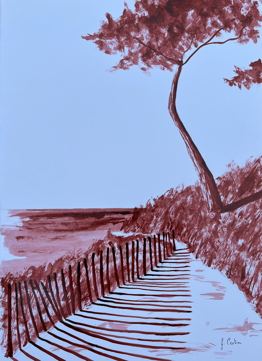 The Coastal Path. Ink by Frédéric Cadiou