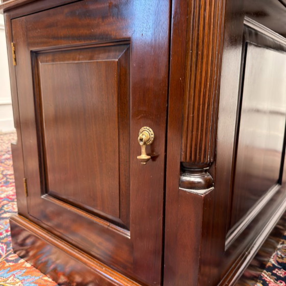 Groot Klassiek Engels Chesterfield Bureau Partnerdesk – Schreibtisch, Leder, Holz (photo 12 of 21)