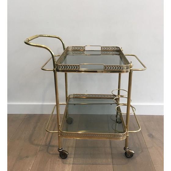 Image 1 of Vintage brass coffee table with neoclassical top, 1940