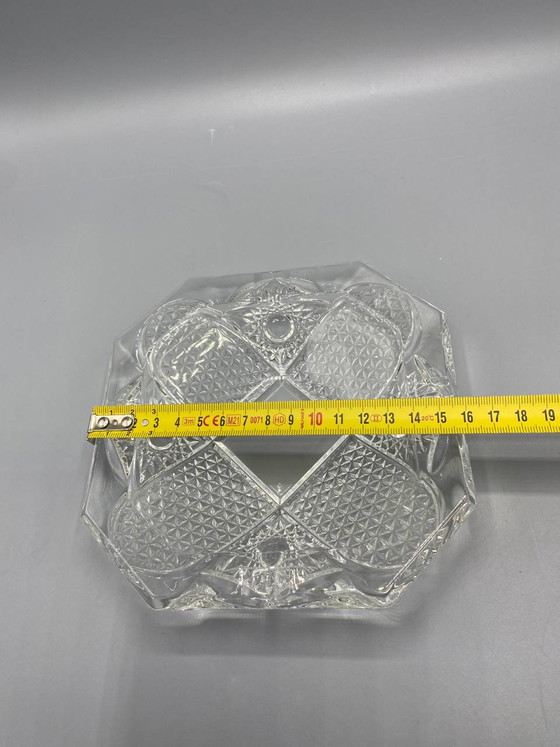 Square Molded Pressed Crystal Ashtray, Diamond Point Cut, 1950s-1970s – Glass & Decanter (photo 4 of 4)