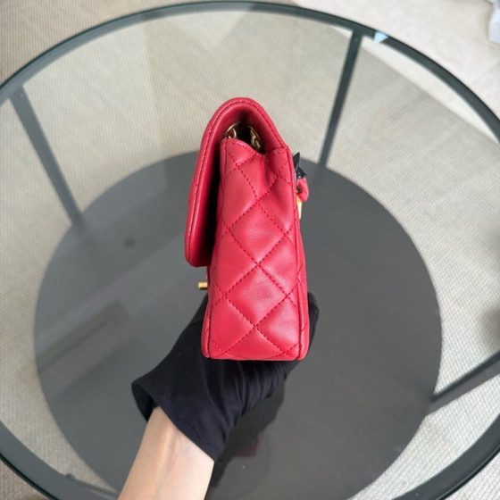Image 1 of Chanel Classic Flap Medium - Special Valentine Edition 25CM Quilted Lambskin Red Gold Hardware Series 14