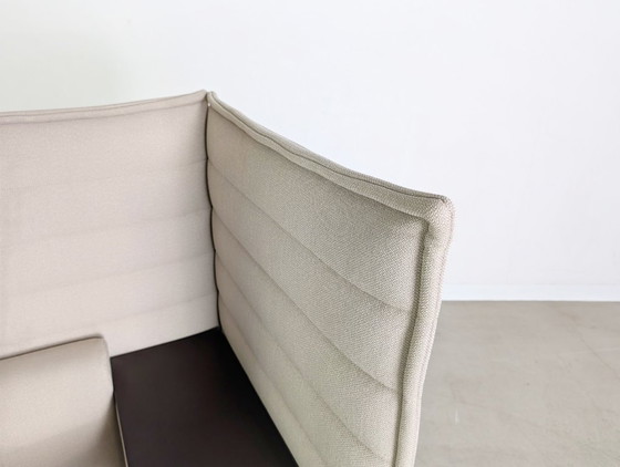 Image 1 of 3x Originele Vitra Alcove fauteuil met hoge rugleuning, grijsbeige, kantoorbank