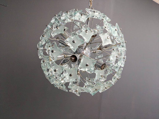 Image 1 of Lustre spoutnik vintage en verre martelé, 1970