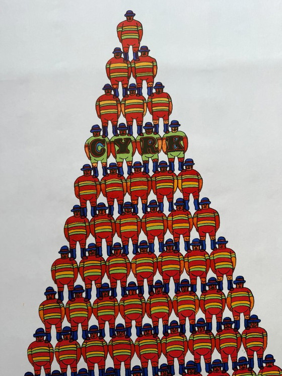 Jan Sawka (1946–2012), CYRK Pyramid of Acrobats, 1975, Affiche Vintage, Imprimée en Pologne – Paper (photo 10 of 10)