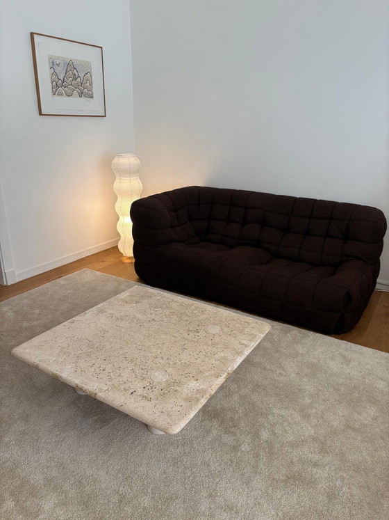 Image 1 of Travertijn salontafel, Angelo Mangiarotti, Italië, jaren 70