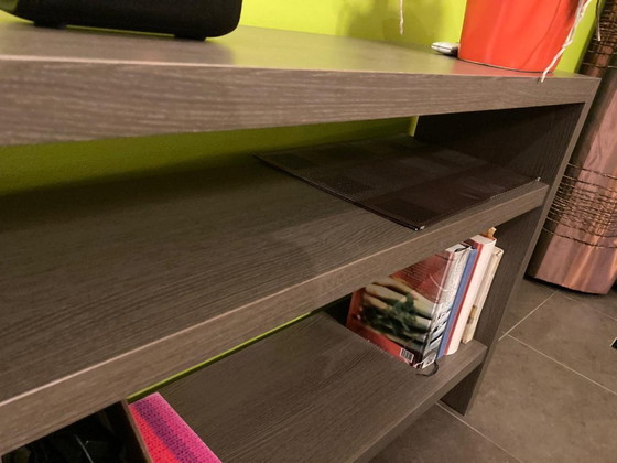 Image 1 of Modern low wall cabinet / bookcase 128 cm - wood look - open design