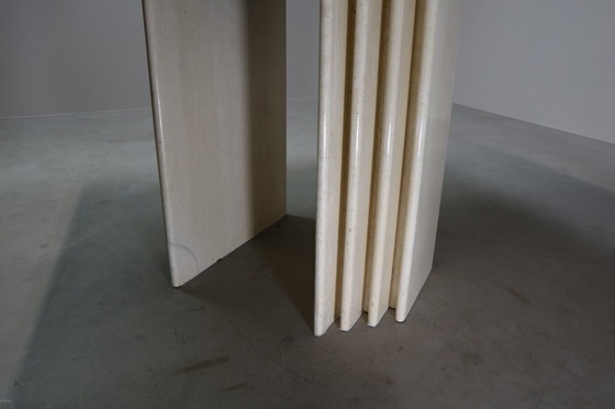 Image 1 of  Esstisch aus Travertin mit skulpturalem Sockel, Italien 1960er Jahre