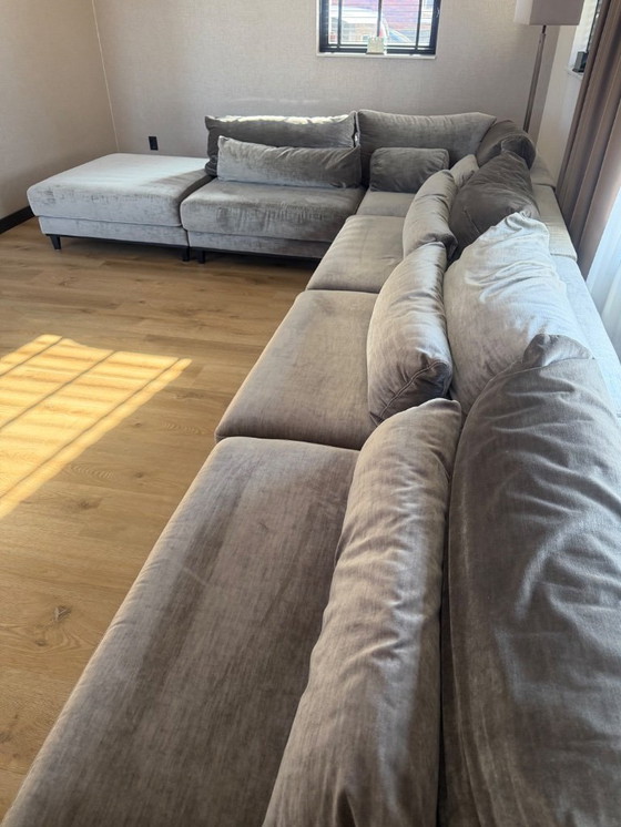 Image 1 of Magnifique grand canapé d'angle gris-vert