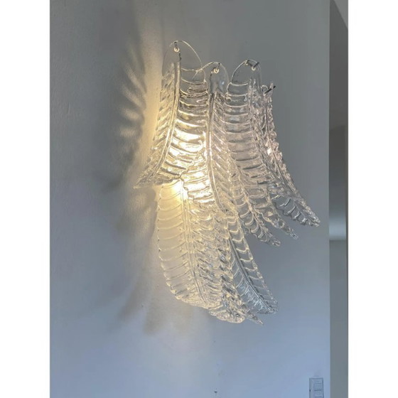 Image 1 of Transparante "Felci" Murano glazen wandlampen – een paar