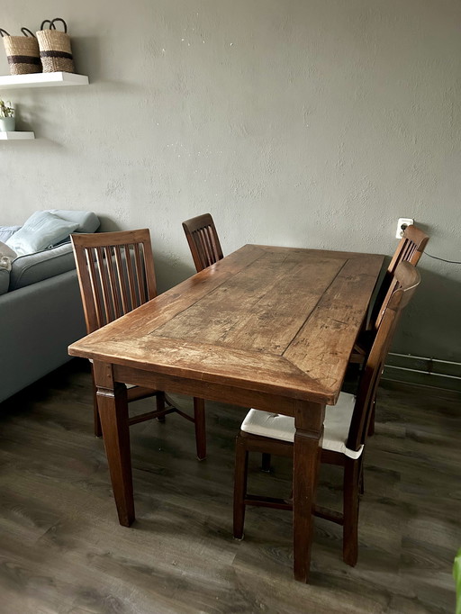 Vintage Teak Hardwood Dining Table Set