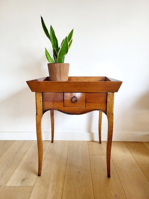 Mesa auxiliar o de mayordomo antigua, madera de cerezo, Francia