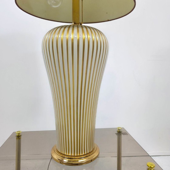 Image 1 of Mangani Italy porcelain table lamp, 1980s gold with white