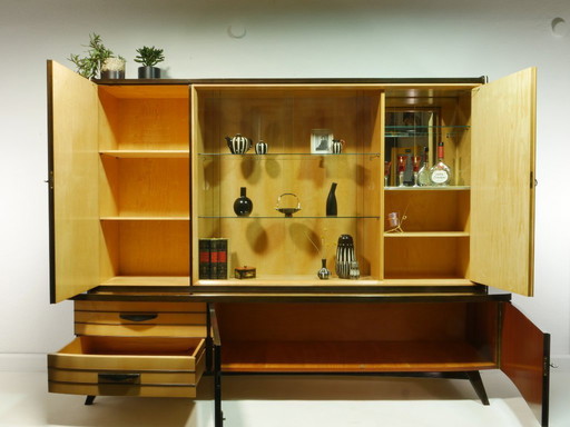 Vintage highboard with bar, living room cabinet, 60s, Germany