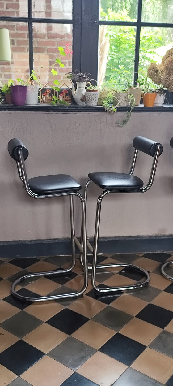 Image 1 of Set of 4 vintage bar stools, 1980