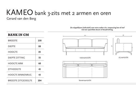 Van Den Berg Label Kameo Sofá de tres plazas (2) – Leather, Metal (photo 3 of 5)
