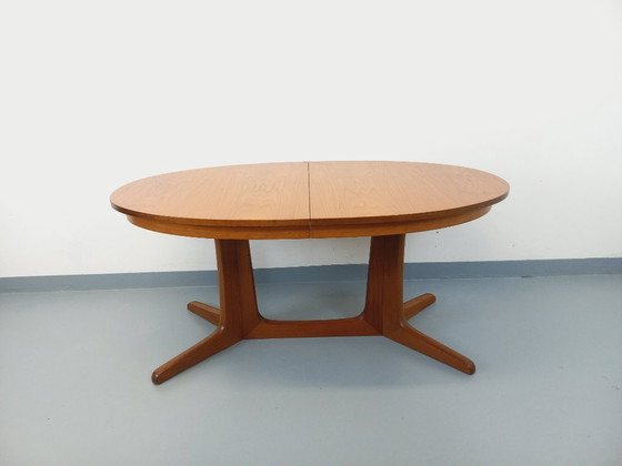 Image 1 of Vintage Baumann oval teak dining table from the 1960s/70s with extensions