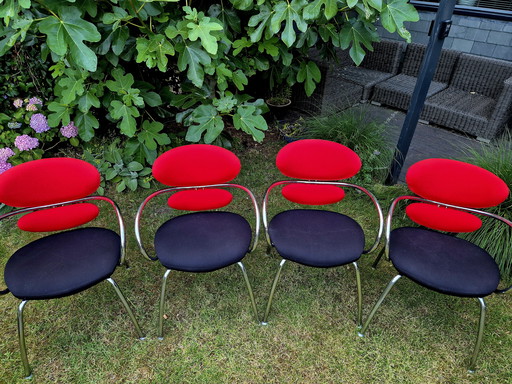 4x Effezeta chairs in red and black