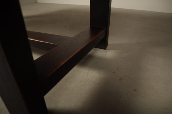 Table de salle à manger en chêne teinté foncé de Jean Batenburg pour MI, Belgique, vers 1969 (photo 8 of 15)