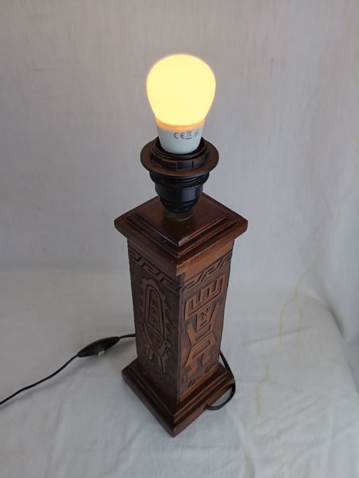 Vintage 1960s Leather Totem Lamp Angel L. Pazmino Aztec Inca maya Brutalist Design, Mid Century Modern Muebles De Estilo