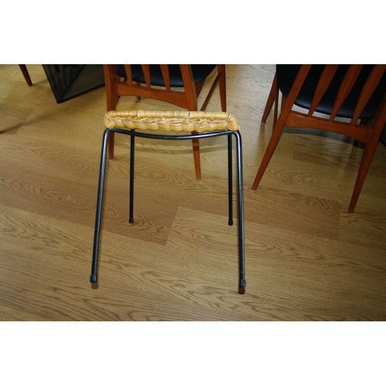 Image 1 of Basket stool in steel and wicker by Franco Legler