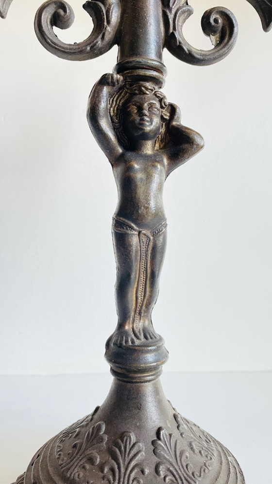Image 1 of CANDELABRO Candeliere Piccolo Angelo Stile Art Nouveau