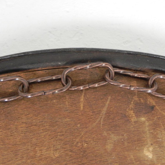 Image 1 of Art Deco mirror with faceted glass in a steel frame, 1930s