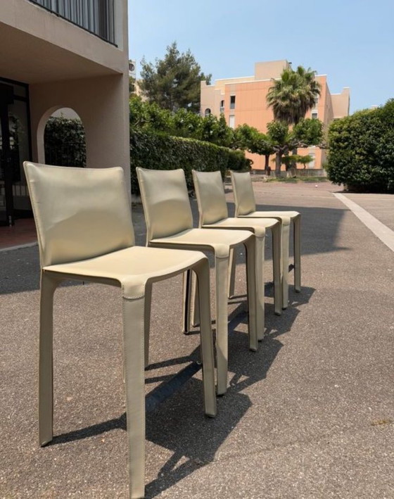 Image 1 of 4 bar stools 410 Cab of Mario Bellini for Cassina