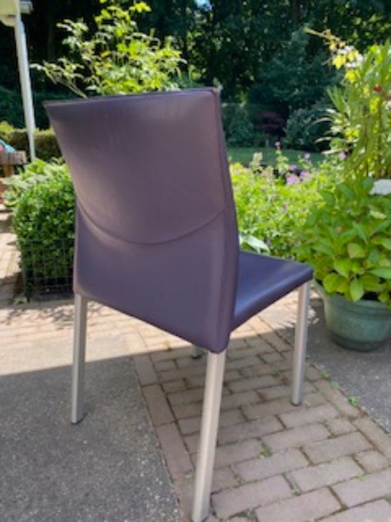 4 Leolux Myto Esszimmerstühle – Leather, Metal (photo 6 of 6)