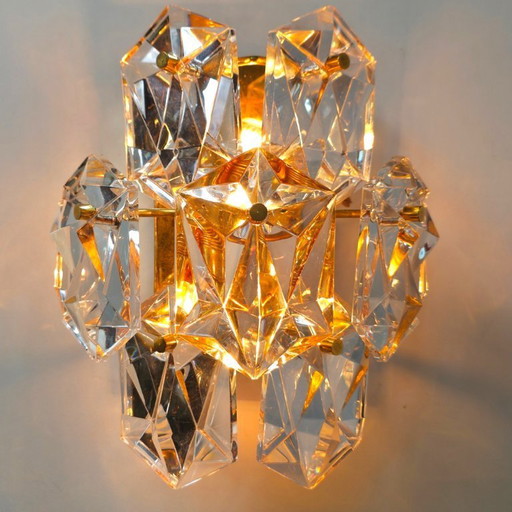 Kinkeldey wall lamps set of 2, 70s mid-century gilded glass