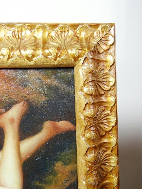 Image 1 of Oil on canvas "Nude with Cushion" "The Lazy Woman" after Daniel Hernández Morillo